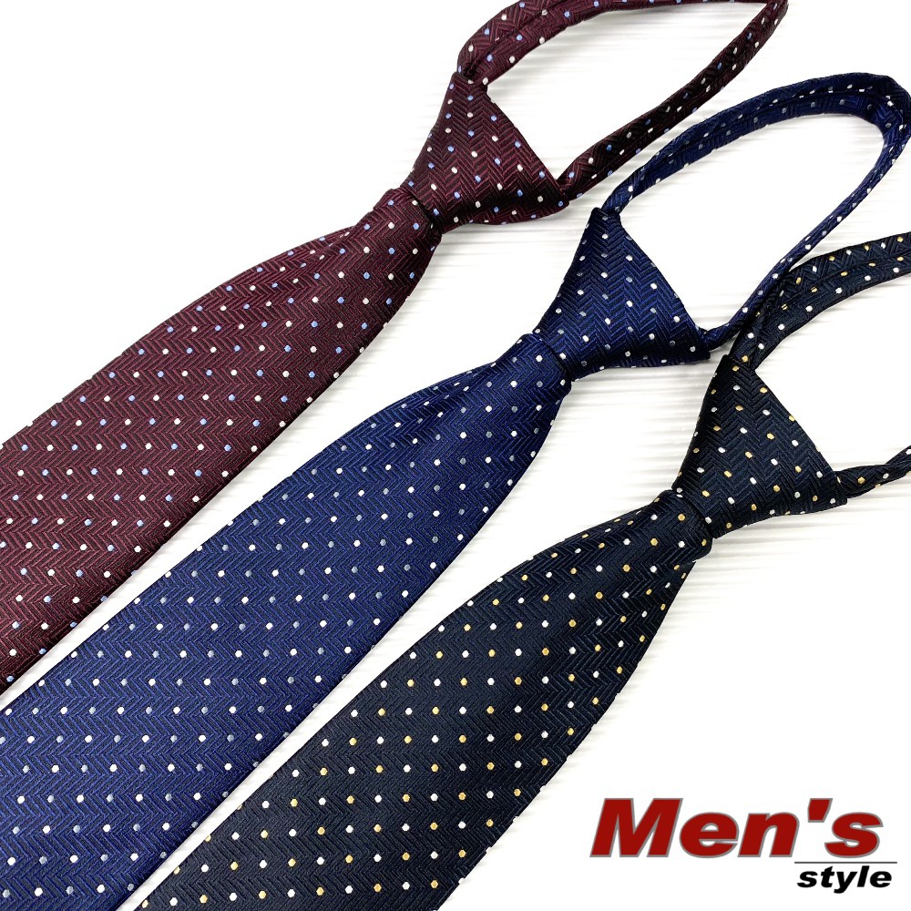 【vivi領帶家族】手打拉鍊可選擇新款點點領帶 7cm（三色-深灰、藍、紅）