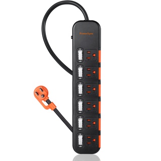 群加 PowerSync 6開6插滑蓋防塵防雷擊延長線 黑/白