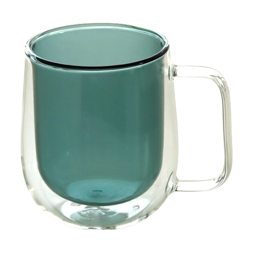 清透雙層耐熱玻璃杯250ml-綠