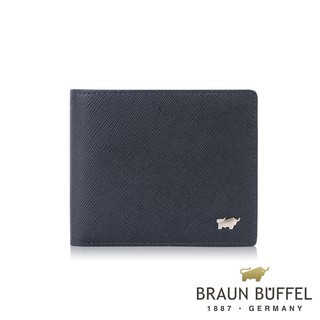 【BRAUN BUFFEL 德國小金牛】台灣總代理 尚恩A 8卡男夾 (網路限定)-藍色/ BF354-313-NY