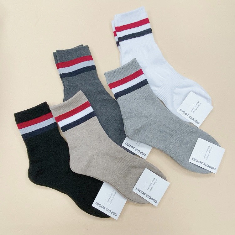 韓國襪子 韓襪 男襪 韓國直送 紅白藍條紋襪 條紋襪子 長筒襪 【花想容】