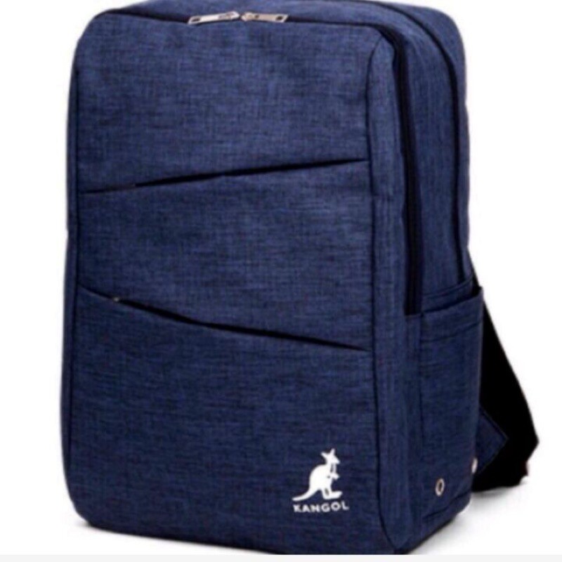 （全新）KANGOL 英國袋鼠丹寧藍多功能大容量雙層旅行筆電後背包