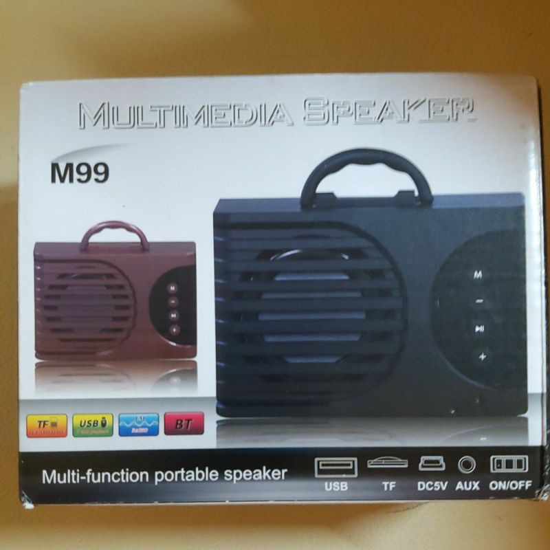 M99 便攜藍芽音響喇叭, BT/TF/FM/USB/AUX 手機支架, 功能齊全，藍色機身