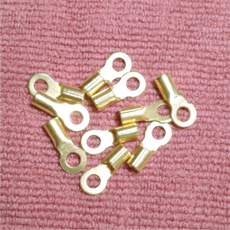 音響改機專用_厚鍍純金R型壓著端子Gold Plated Ring Terminal(R3.5-4),10PCS/組
