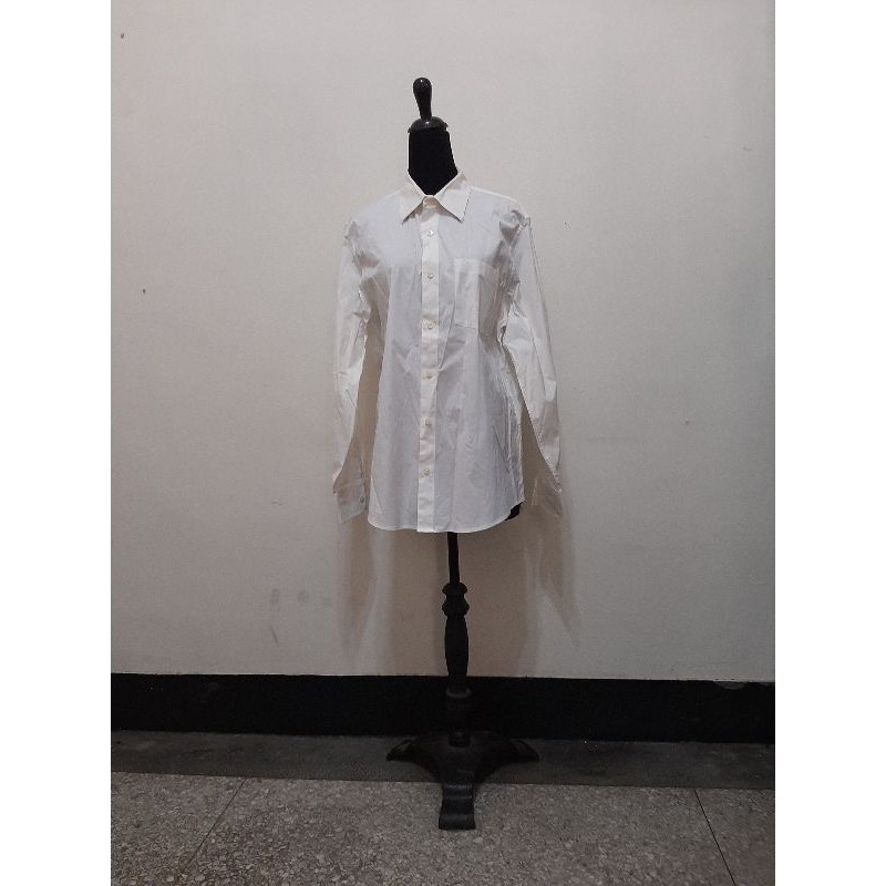 超值八成新~ 打工上班族的最愛 美國名牌  CLUB MONACO長袖 白色 純棉襯衫 尺寸: M-- 保證正品 --