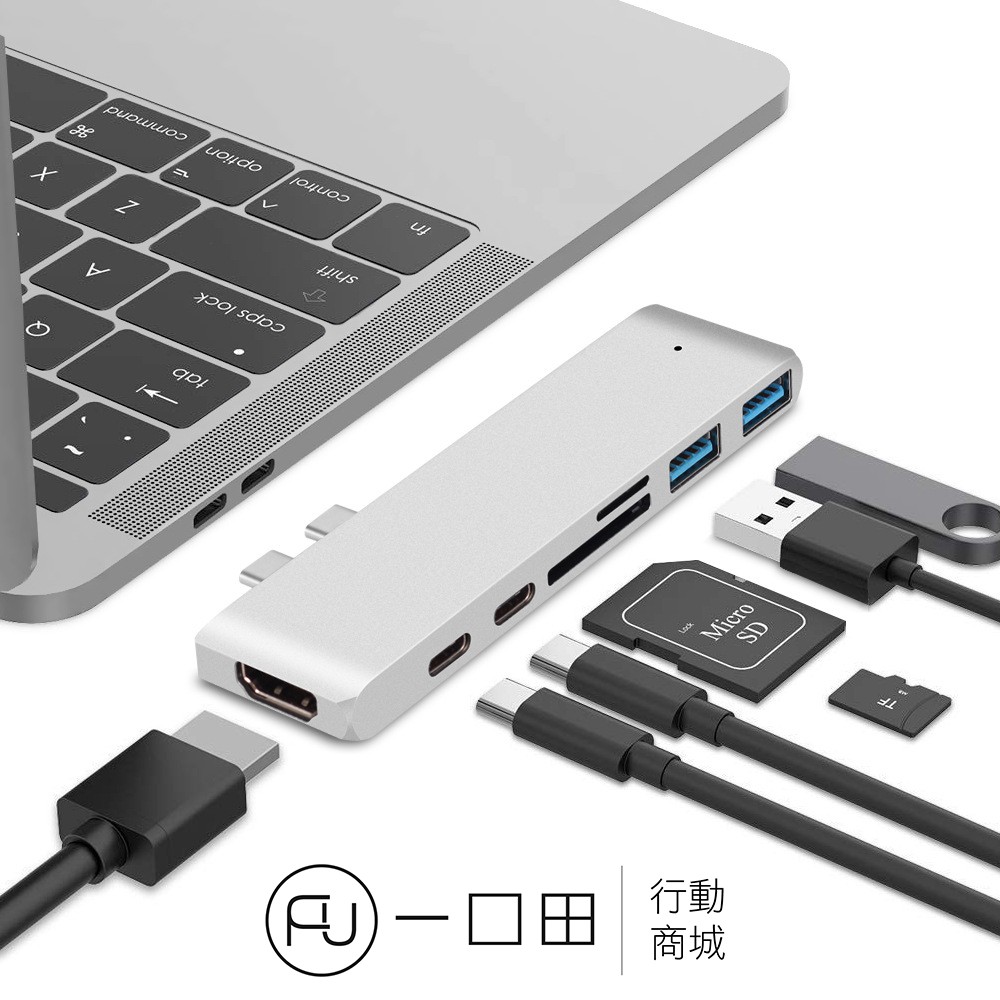 [現貨]Mac 七合一 thunderbolt3 Type-C轉 HDMI RJ45 SD卡  switch集線器