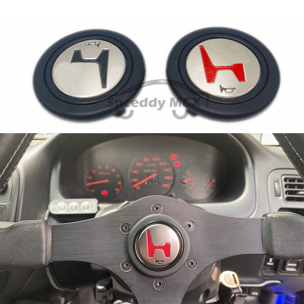 HONDA 汽車造型紅色黑色 H 標誌賽車日本方向盤喇叭按鈕適用於本田思域 NSX-R Sparco nardi mom