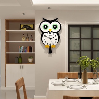 貓頭鷹卡通掛鐘客廳個性創意可愛臥室裝飾兒童房掛牆時鐘家用鐘錶