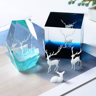 3D立體森林微景觀配件水晶滴膠DIY填充物擺件麋鹿仙鹿模型🚀臺灣出貨【小陶器手作素材】