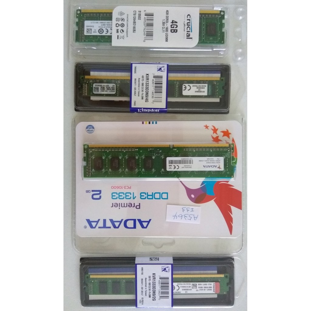 全新crucial ddr3 4gb,kingston 4gb ,adata 2gb kingston 2gb記憶體