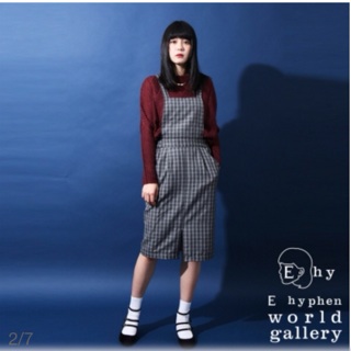 ～全新～ E hyphen world gallery高腰剪裁格子連身吊帶裙