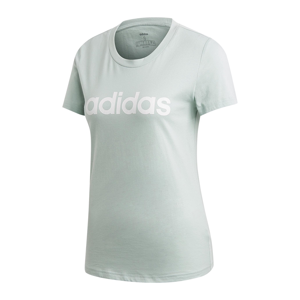 ADIDAS ESS LINEAR TEE 女短袖上衣 FM6424 淡綠