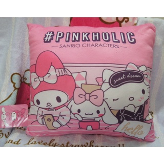 正版﹝Sanrio﹞授權※Hello Kitty凱蒂貓+美樂蒂+大耳狗※【四方型-粉紅色造型】絨毛抱枕