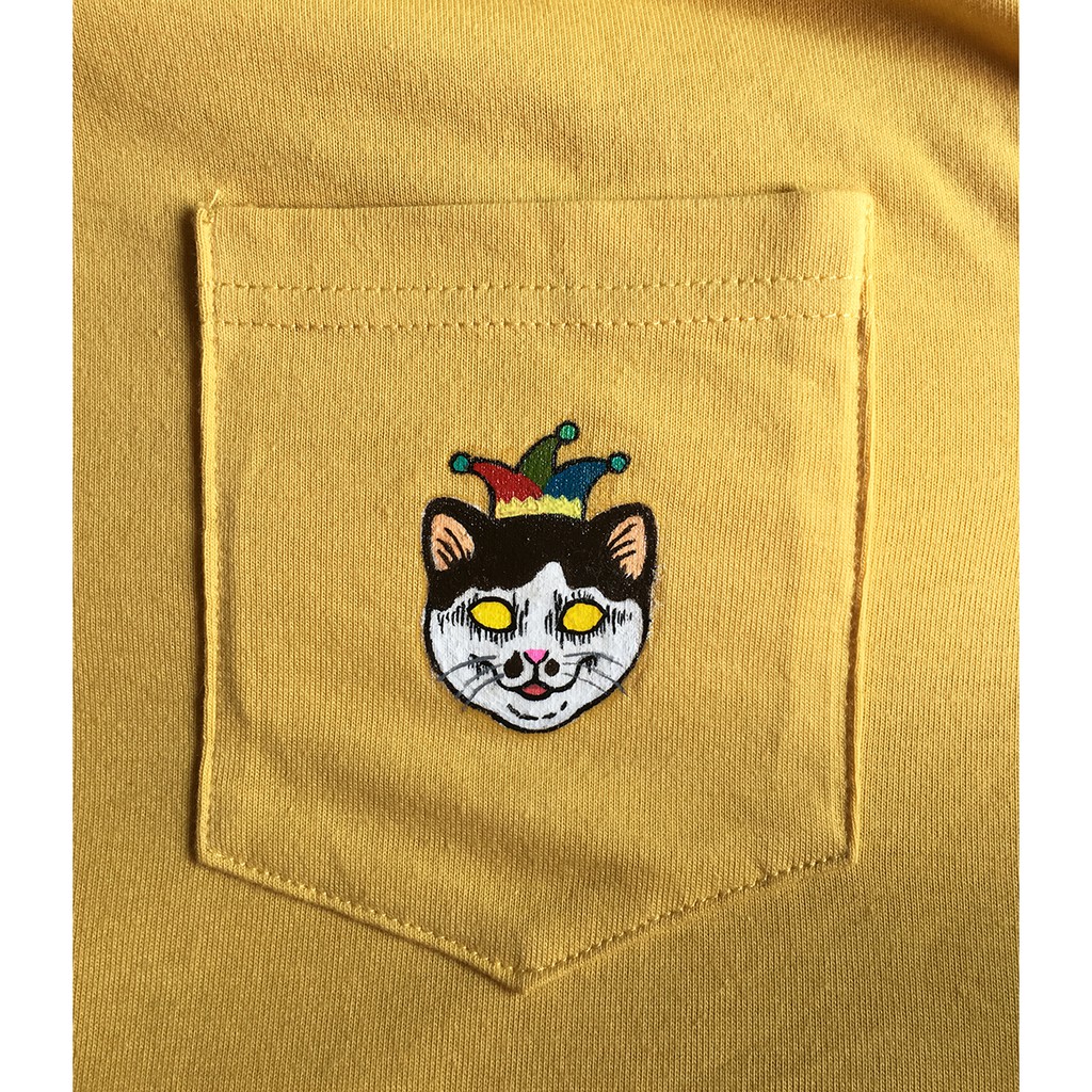 [一隻丸動物園] - 陰沉的小丑貓_手繪T-shirt_口袋素T