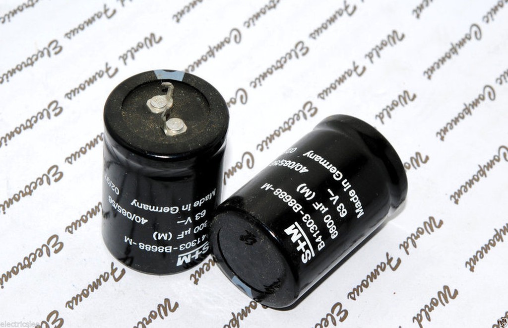 1個-德國西門子SIEMENS 6800uF 63V 腳距:10mm 牛角型 電解電容 B41303-B8688-M