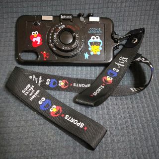 IPhoneX/s Elmo手機殼相機造型附鏡子長繩短繩
