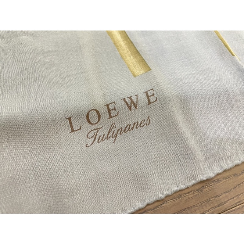 二手 Loewe 鬱金香 灰藍色 披肩 圍巾 絲巾