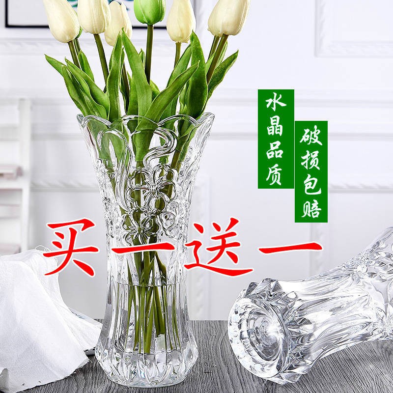 大號買一送一 新款玻璃花瓶加厚客廳插花水培富貴竹百合花瓶 蝦皮購物