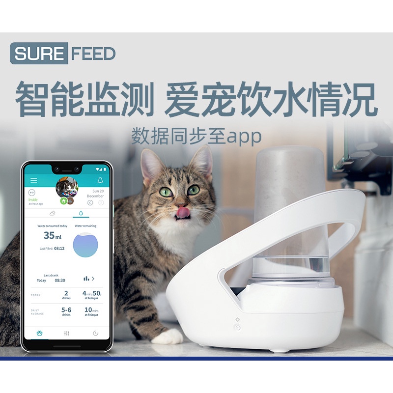 【萌寵必備】SUREFEED app寵物監測飲水機 貓咪自動靜音不插電淺碗不溼嘴