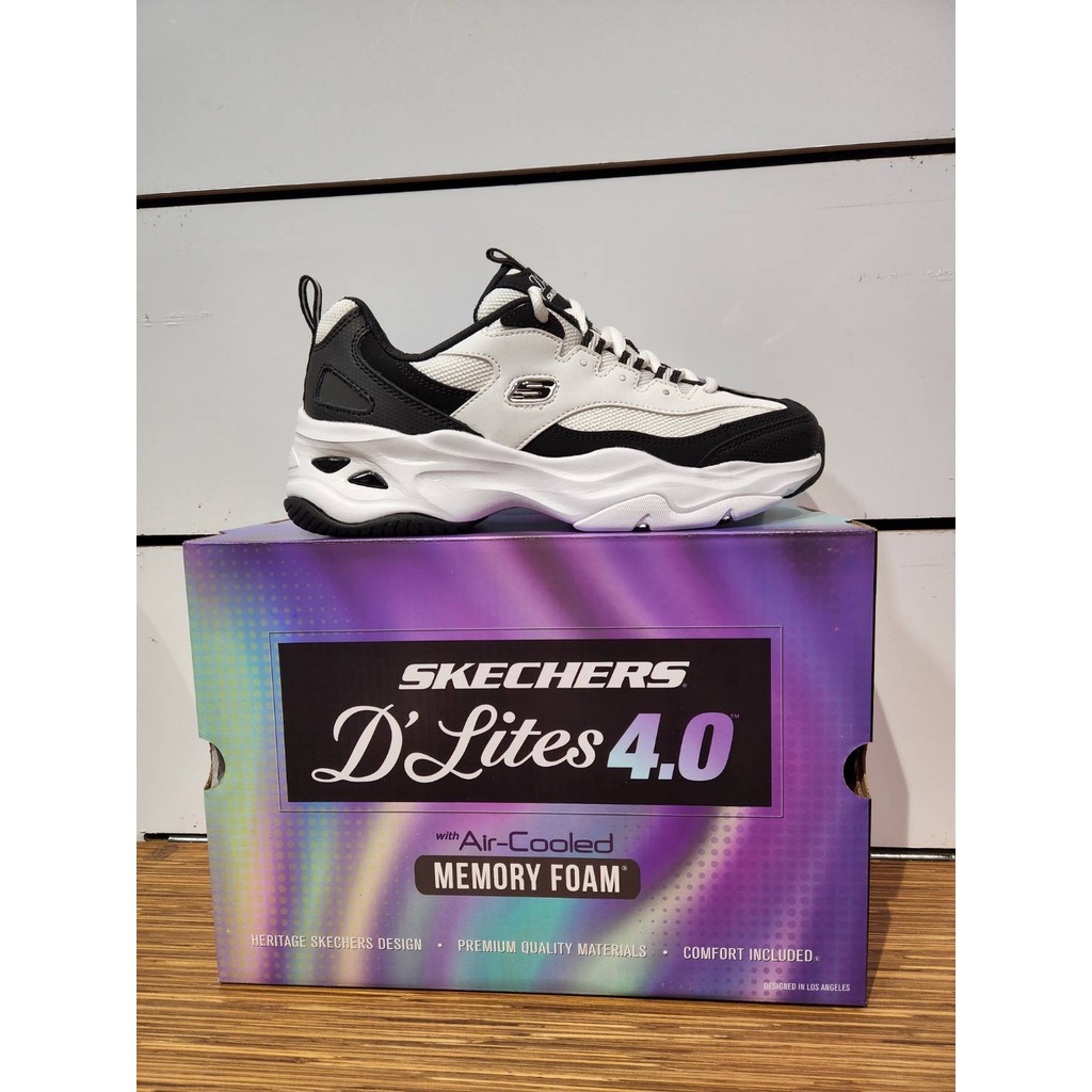 【清大億鴻】SKECHERS-D Lites 4-Fresh Diva 女老爹鞋 厚底 增高 黑白色 149492BKW