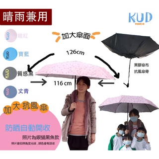 臺灣現貨【KUD雨傘工廠直營】25吋8根防風骨 加大傘面快乾布加厚防曬抗UV黑膠布雨傘工廠直營