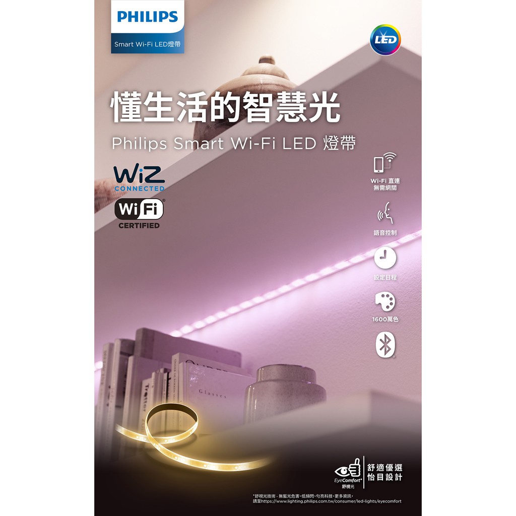 附發票 Philips 飛利浦 Wi-Fi WiZ 智慧照明 1M全彩延伸燈帶(PW002) LED 燈條
