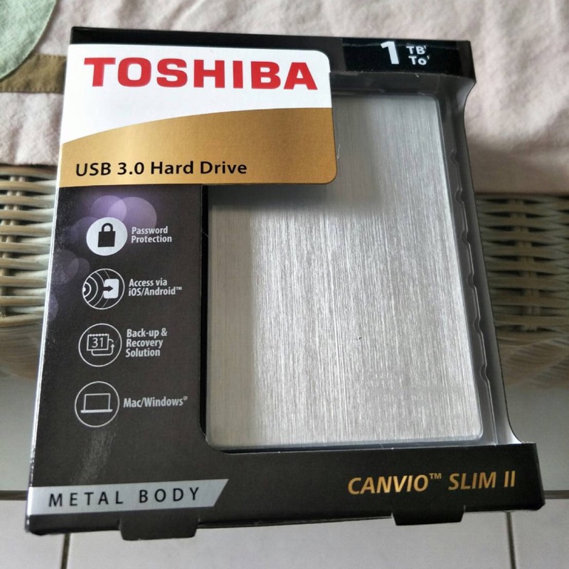 Toshiba Canvio SLIM II 1TB-外接式行動硬碟（銀色）