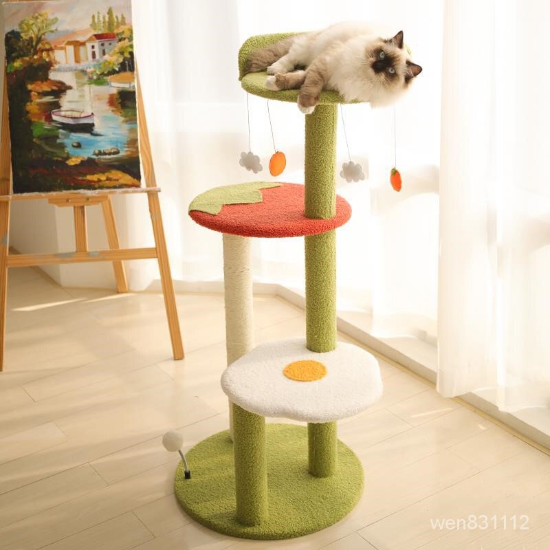 ！免運精選！貓爬架 貓窩 貓抓板 貓樹 大型貓別墅 貓塔 爬柱 四層跳台 貓用品 番茄系列大號 貓跳台 貓玩具