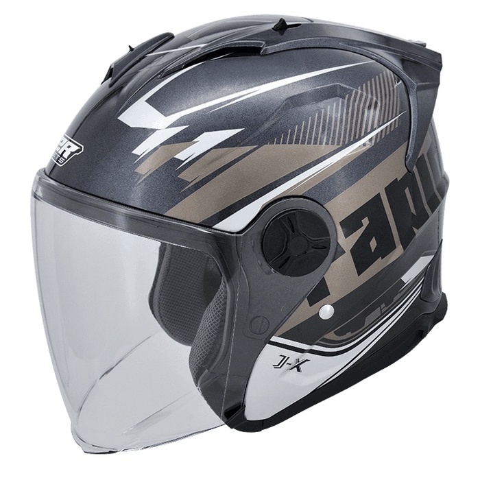 M2R 安全帽 J-X 5 閃銀灰 全可拆 抗UV鏡片 浮動鏡片座 半罩《比帽王》