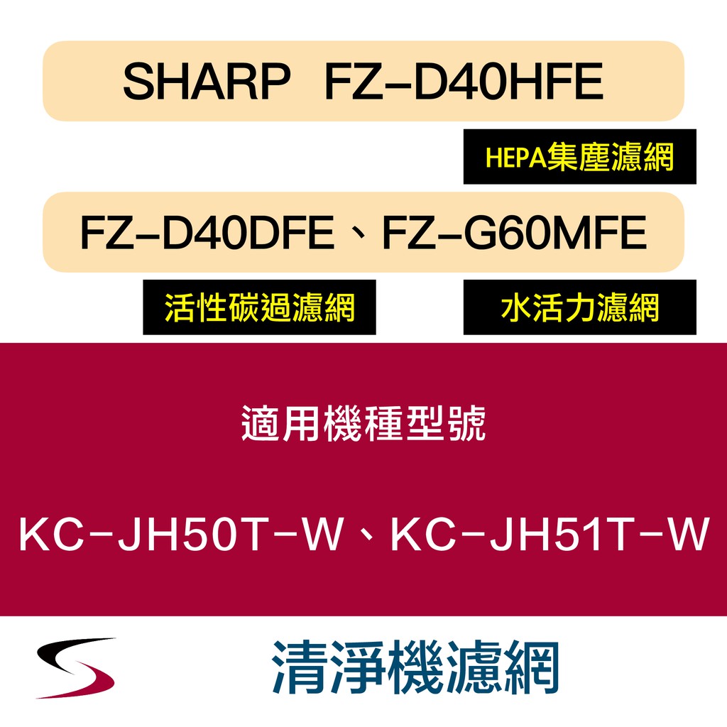 【原廠套組】夏普 FZ-D40HFE＋D40DFE＋水活力G60MFE 清淨機濾網 KC-JH50T、51T（附發票）