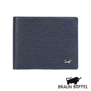 【BRAUN BUFFEL】德國小金牛路易系列12卡上翻短夾皮夾-藍色 牛皮/透明窗 BF184-317-IN