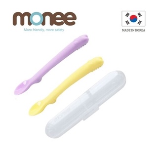 韓國 monee 100%白金矽膠幼童智慧矽膠湯匙 (附收納盒)