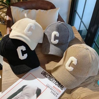 燈芯絨棒球帽 C字母鴨舌帽