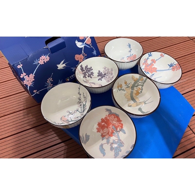 開發金股東會紀念品-彩繪花鳥碗(6入)組