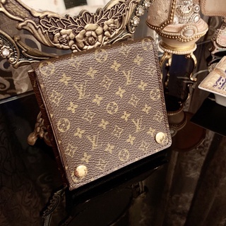 法國專櫃精品名牌LOUIS VUITTON LV 經典原花monogram摺疊項鍊收納盒釦式小包珠寶袋飾品防塵袋珠寶盒