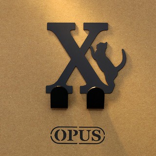 當貓咪遇上字母X 《經典黑》壁飾掛勾 造型無痕掛鉤 居家收納 聖誕交換禮【OPUS東齊金工】HO-ca10-X(B)