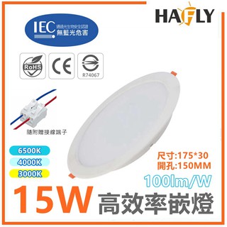 HAFLY 高效率 15W LED戰鬥版嵌燈 時尚崁燈 節能標章認證 高亮度 CNS認證