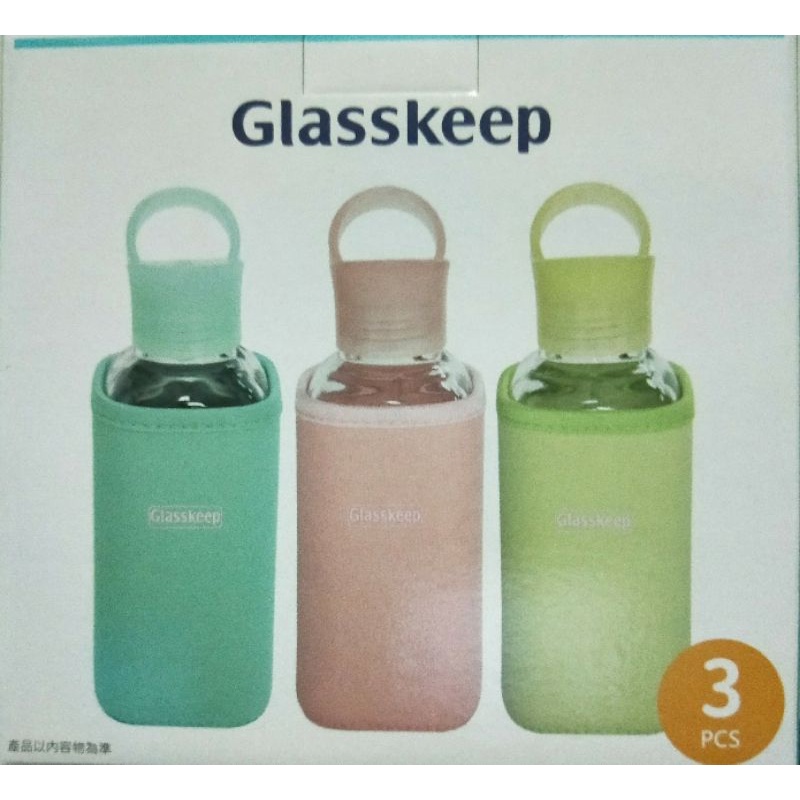 Glasskeep方形玻璃隨手瓶500ml三入組

