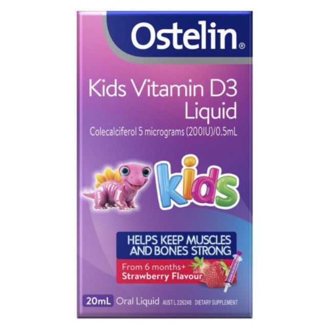 澳洲兒童D劑Ostelin澳斯特林維生素D維他命D滴劑20ml（嬰幼童專用，草莓口味）