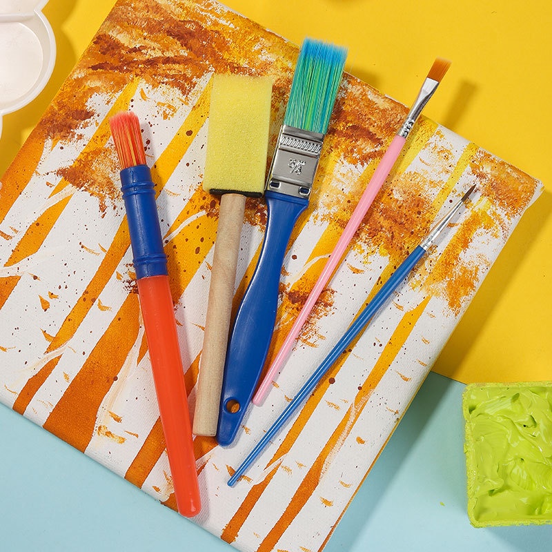 台灣極速出貨【水彩筆 畫刷】兒童彩繪組 海綿刷 水彩筆  塗鴉彩繪 海棉刷 水彩筆 水彩組 畫筆 刷筆