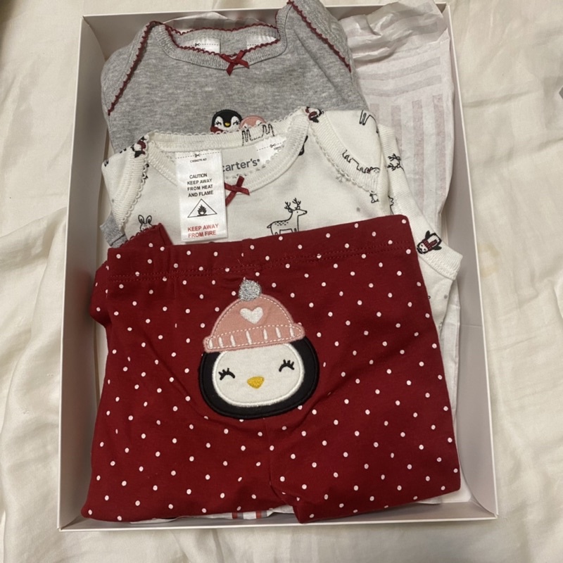 💎ℋ𝒴選物💎全新品 Carter’s 6m嬰兒 三件組套裝 秋冬禮盒 送禮自用兩相宜 可愛企鵝
