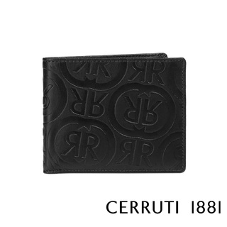 【Cerruti 1881】頂級 義大利 小牛皮 男用短夾 8卡 短夾 NINO系列(黑色 CEPU05412M)
