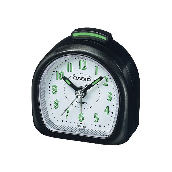 【無限精品 REMIX】CASIO TQ-148-1 攜帶方便的指針型鬧鐘，數字刻度漆有螢光塗料，夜間判讀同樣便利