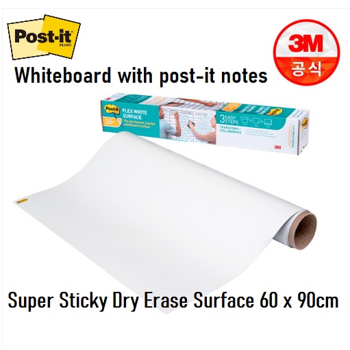 [3M]利貼 狠黏不挑筆白板貼 卷板辦公板超級粘性幹擦表面, 學院白板 ,60 x 90cm