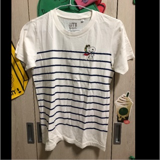 UNIQLO史努比條紋白色T-shirt