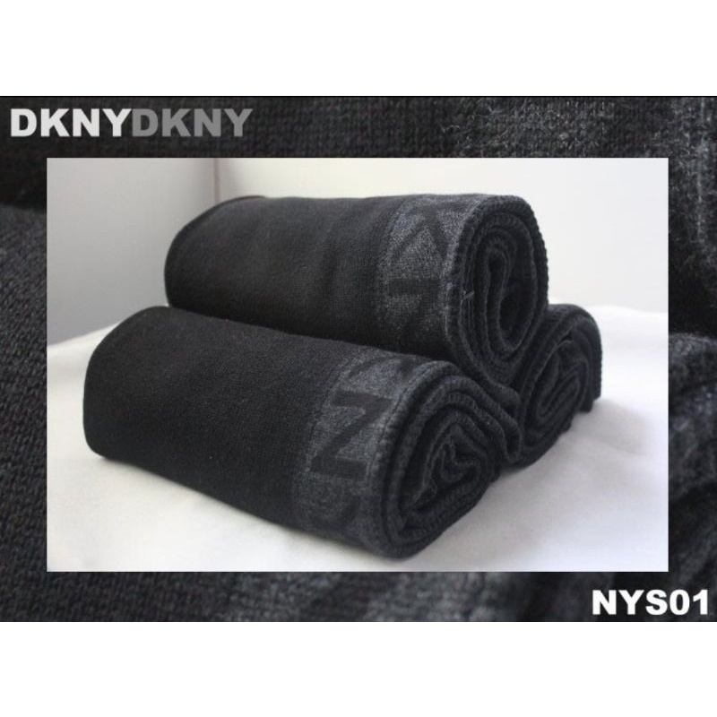 【 DKNY 】100% 全新正品 秋冬 DKNY LOGO 復古 雙面 中性 圍巾＊灰色+黑色＊156 x 20cm