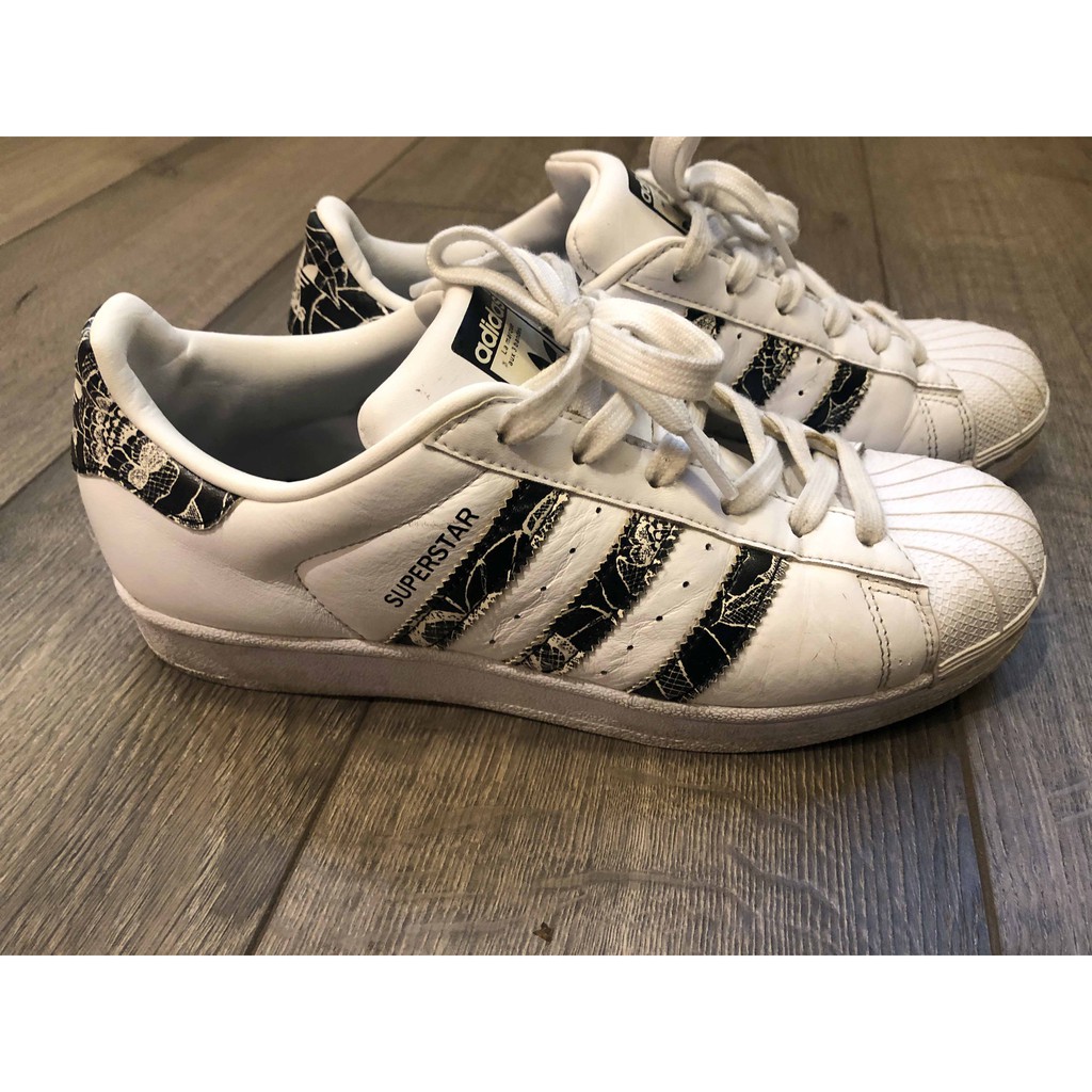 （二手）愛迪達 adidas original 貝殼鞋 superstar 休閒鞋 蕾絲花 BB0531 女生US7.5