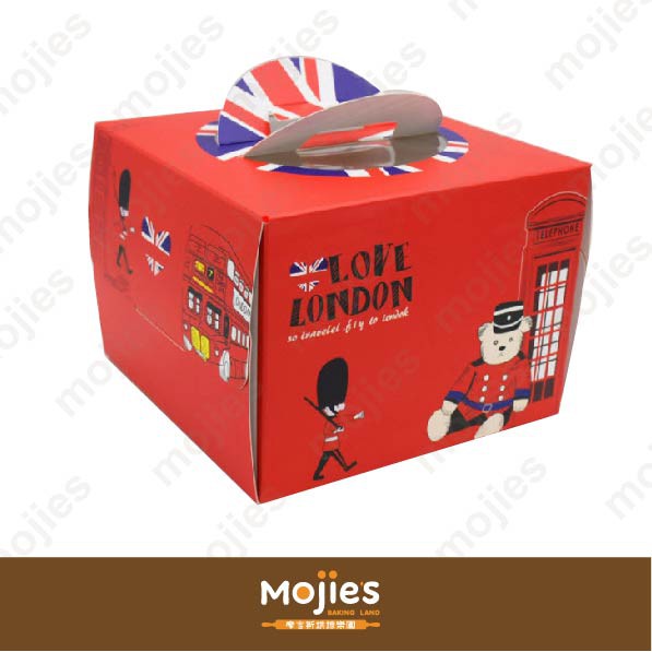 【摩吉斯烘焙樂園】【C52】英倫風情 方形 手提蛋糕盒 烘焙包裝盒 蛋糕盒 含內托 6吋/8吋