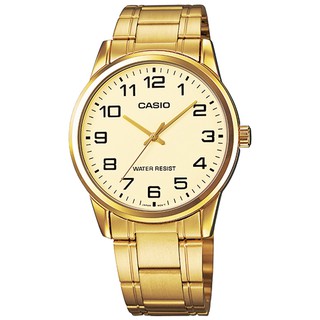 CASIO / 卡西歐 紳士經典 復古時尚 數字刻度 不鏽鋼手錶 金色 / MTP-V001G-9B / 38mm
