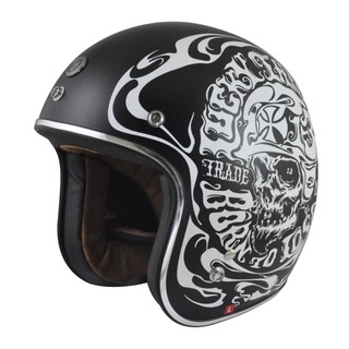 【極度風速】TORC T50 四分之三式安全帽 SMOKE SKULL 消光黑 進口 美式復古 3/4 T-50